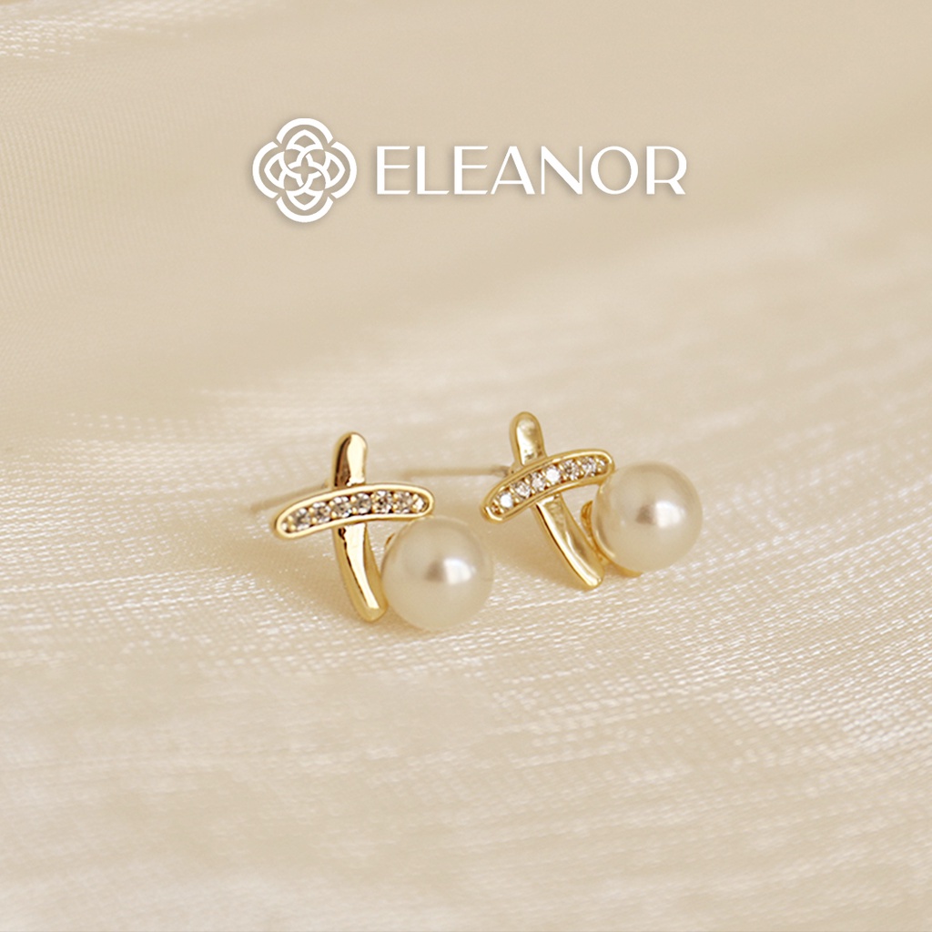 Bông tai nữ Eleanor Accessories viền tròn xoắn đính đá phong cách Hàn Quốc phụ kiện trang sức xinh