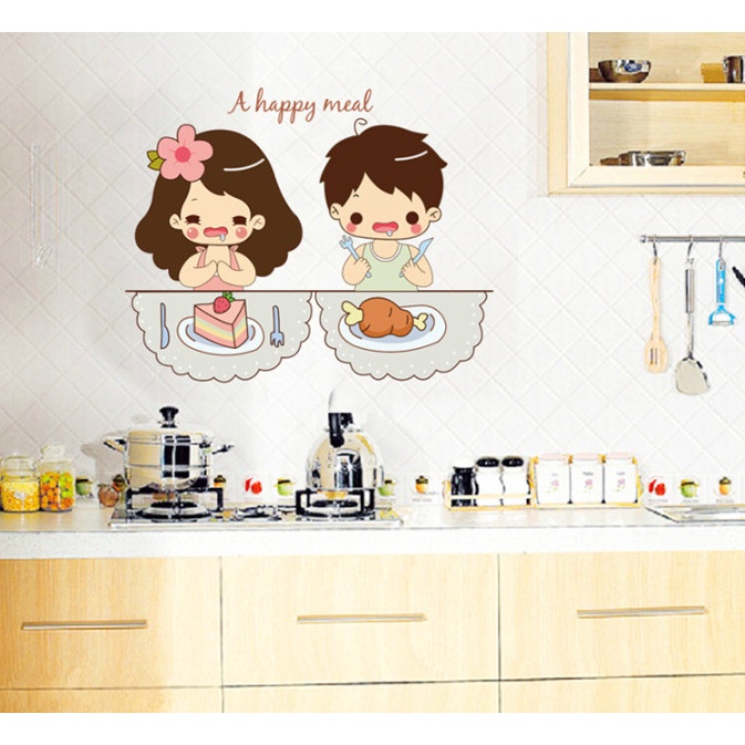 Decal trang trí tường - Bé trai bé gái Happy Meal