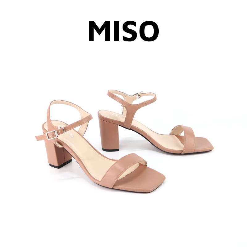 Giày sandal nữ quai ngang basic đơn giản đi làm gót trụ 7cm Miso M024