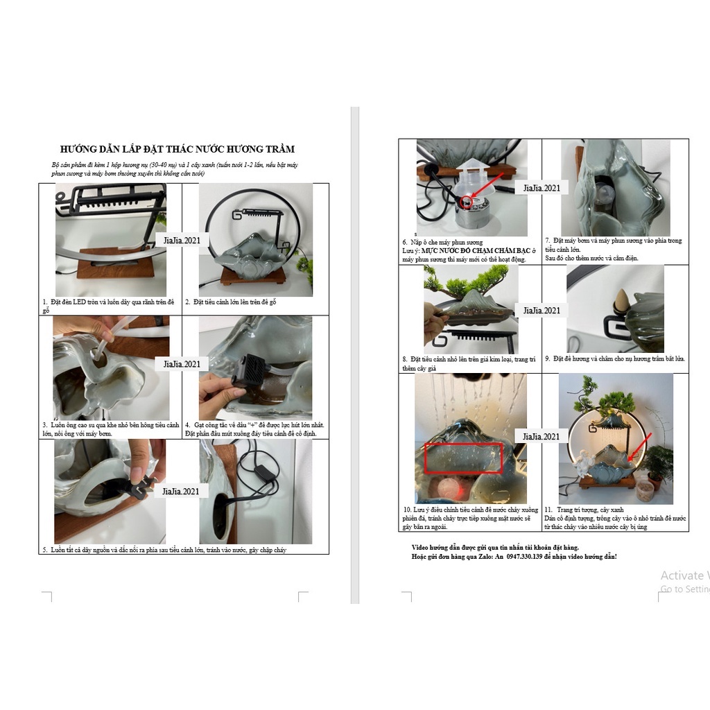 Tiểu cảnh thác nước cao cấp, đài thưởng trầm tài lộc phong thủy - Đài phun nước có đèn LED trang trí