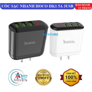 Cốc Sạc Đa Năng 3USB Hoco HK1 5A Chính Hãng Màn Hình LCD Hiển Thị