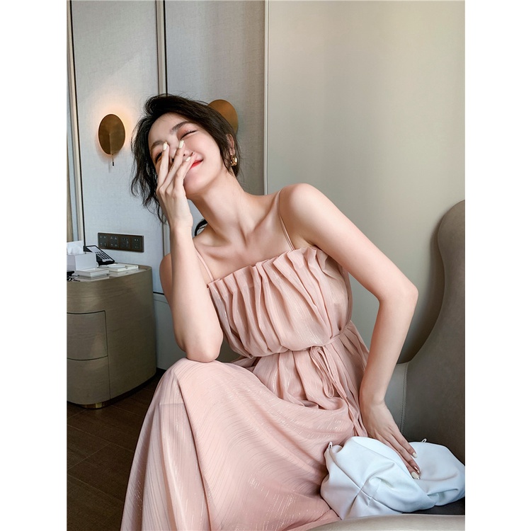[Augustcloth] Đầm/ Váy dài xếp ly có dây buộc phong cách Hàn Quốc