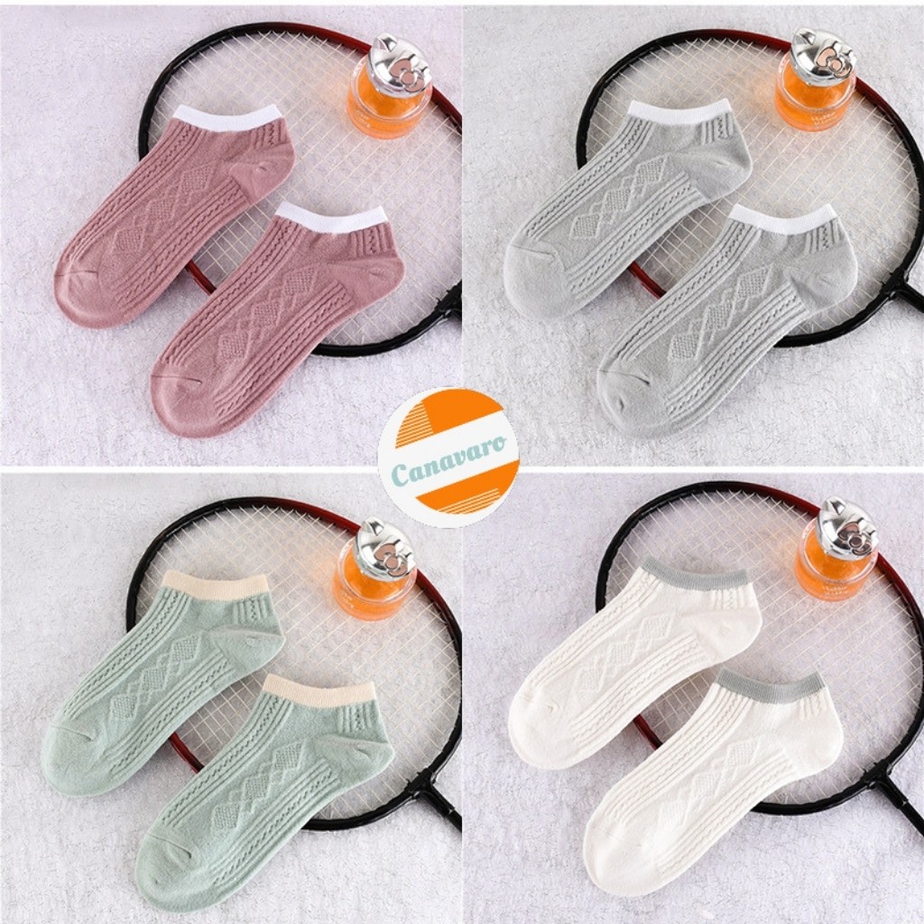Tất nữ cổ ngắn cute xinh hàn quốc thời trang thoáng khí khử mùi kháng khuẩn 100% cotton CANAVARO SHOP TN01