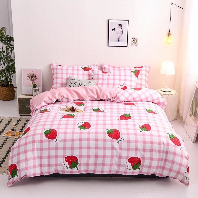 Bộ Chăn Ga Gối Cotton 3D 4 Món Cotton 80% Hoạ Tiết Hoa lá Vintage Siêu Xinh Phong Cách Hàn Fullsize Tiệm Nhà Mêu