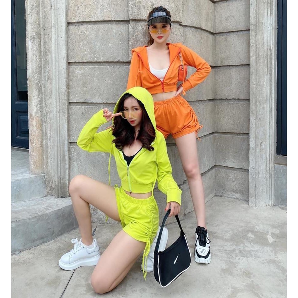 Set 3 Món𝑭𝑹𝑬𝑬𝑺𝑯𝑰𝑷Set Thế Thao 3 Món Áo Khoác Croptop,Chất Thun Mát,LY STORE