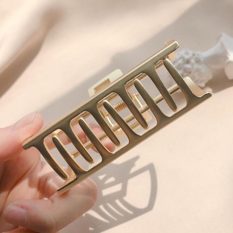 Kẹp Tóc Kim Loại Mạ Vàng Kiểu Dáng Hình Học Phong Cách Vintage Thời Trang