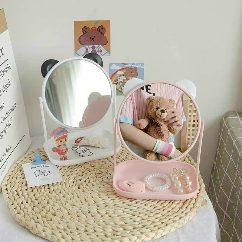 Gương tai mèo để bàn trang điểm phong cách Hàn Quốc