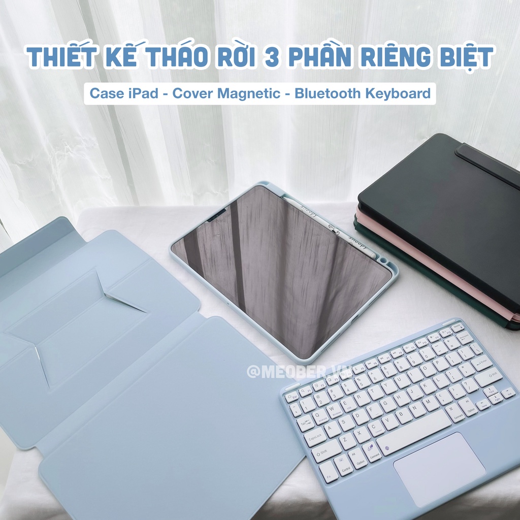 [TẶNG SILENT MOUSE] Bao Da Nam Châm Kèm Bàn Phím Tháo Rời Cho i pad Pro 11, Air 4/5, Mini 6, 12.9inch M1
