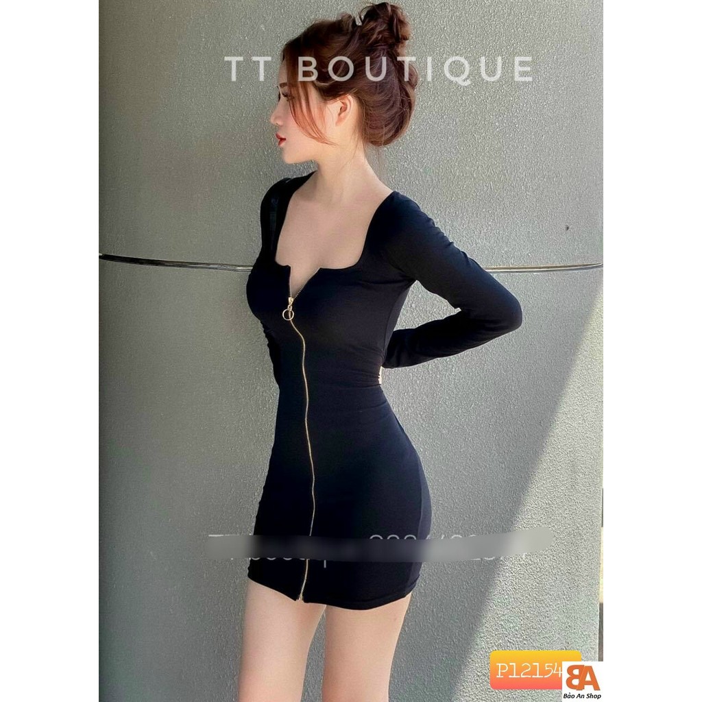 Đầm body khoá kéo chất vải thun Borip Free Size dưới 53kg dành cho nữ cá tính | BigBuy360 - bigbuy360.vn