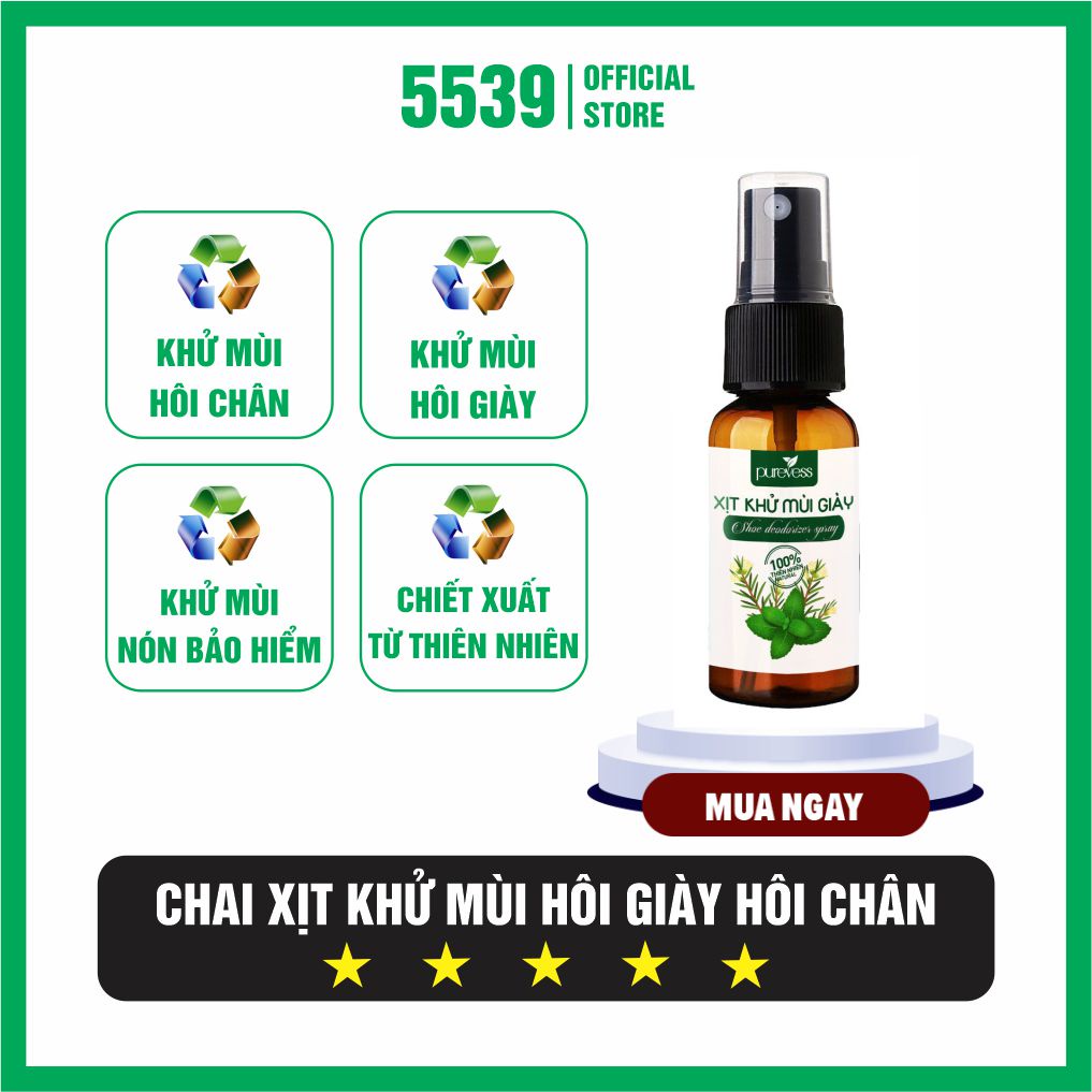 Chai xịt khử mùi giày tinh chất bạc hà the mát và tràm trà an toàn cho da - Shop 5539