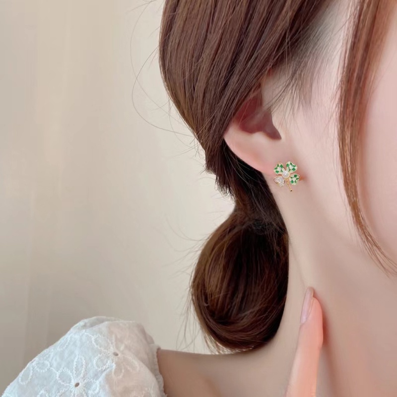 Bông Tai Hình Cỏ Ba Lá May Mắn Phong Cách Hàn Quốc Thời Trang