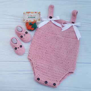 Set body màu hường - Đồ len handmade cho bé !!