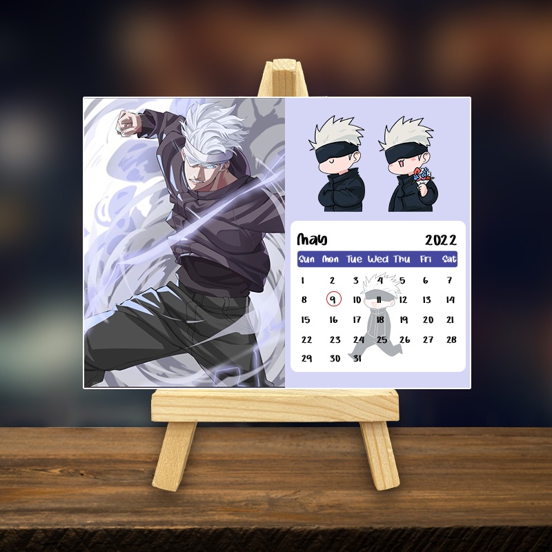 Tranh Kính Lịch Anime Jujutsu Kaisen Chú Thuật Hồi Chiến Gojo Satoru Itadori Yuji Trang Trí Bàn Học Bàn Làm Việc Kệ Sách