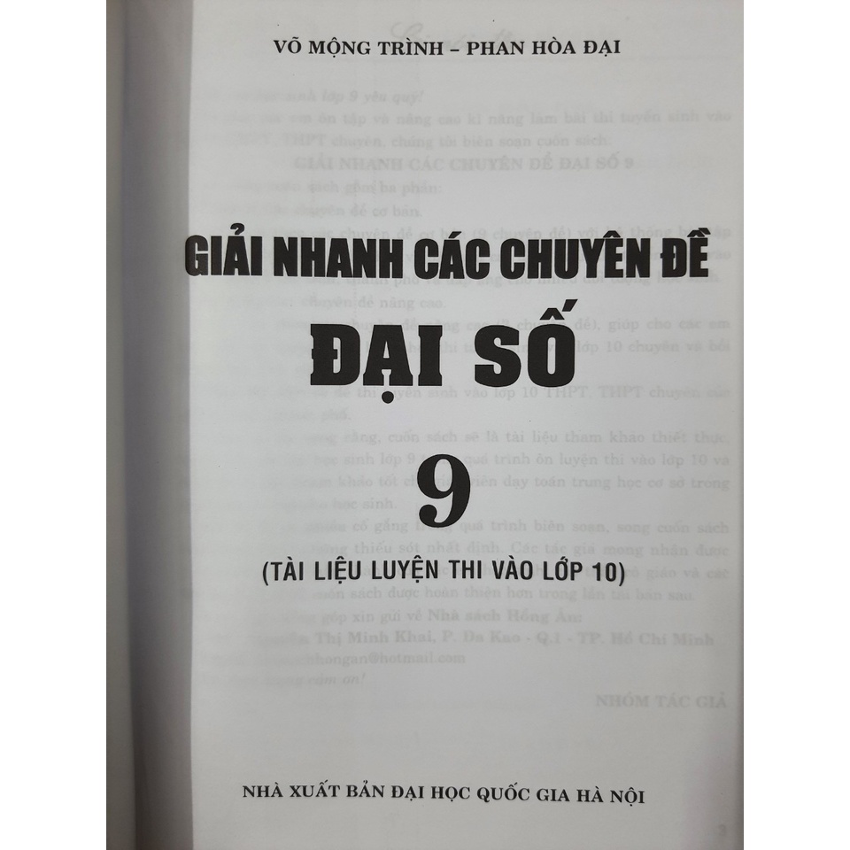 Sách - Giải nhanh các chuyên đề Đại số 9