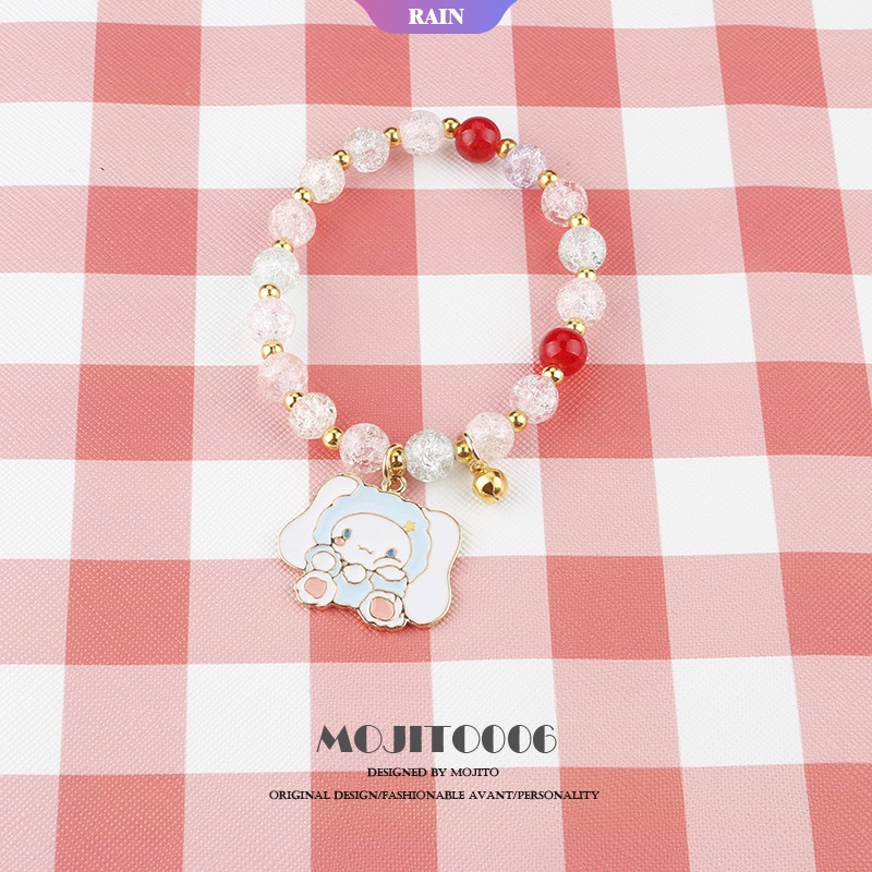 Sanrio Vòng Tay Xâu Hạt Pha Lê Mặt Hình Mèo Hello Kitty / Melody / Cục Bông Đáng Yêu Dành Cho Nữ