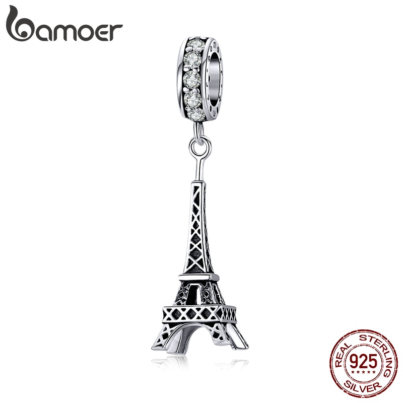 Mặt Dây Chuyền Bamoer Bằng Bạc 925 Hình Tháp Eiffel Phong Cách Cổ Điển Sang Trọng