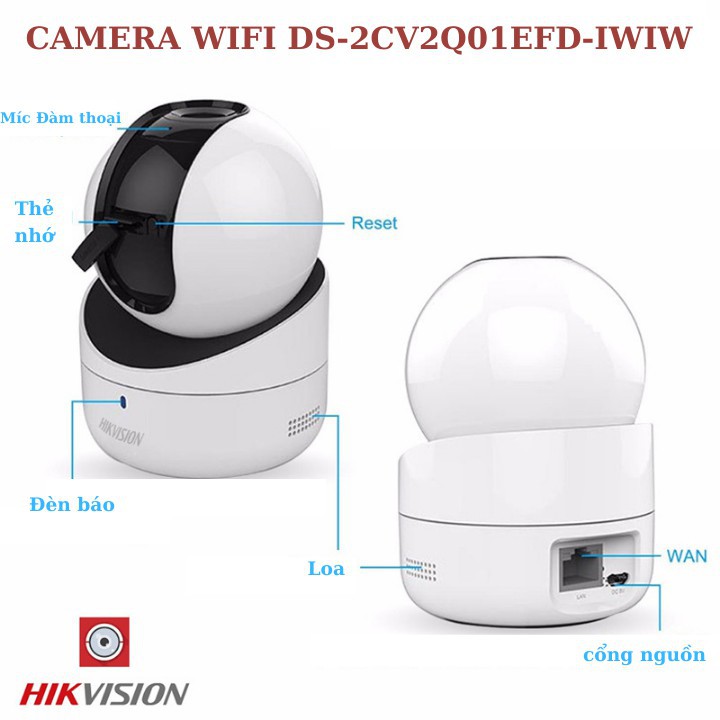 Camera IP Wifi HIKVISION DS-2CV2Q01EFD-IW F2.8mm, IR 5m, MicroSD, âm thanh 2 chiều