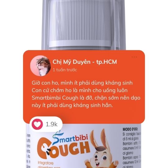 Siro ho cho bé Smartbibi Cough 100ml - Hỗ trợ giảm ho, bảo vệ họng, tăng đề kháng hô hấp cho trẻ 6 tháng tuổi trở lên.