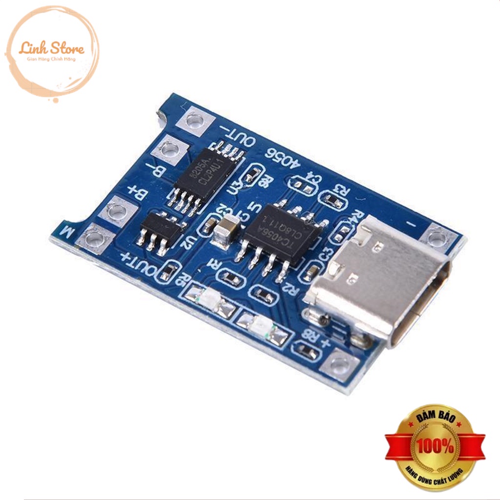 Mạch Sạc Và Xả Pin 18650 TP4056 1A Có Bảo Vệ Chân USB Type C