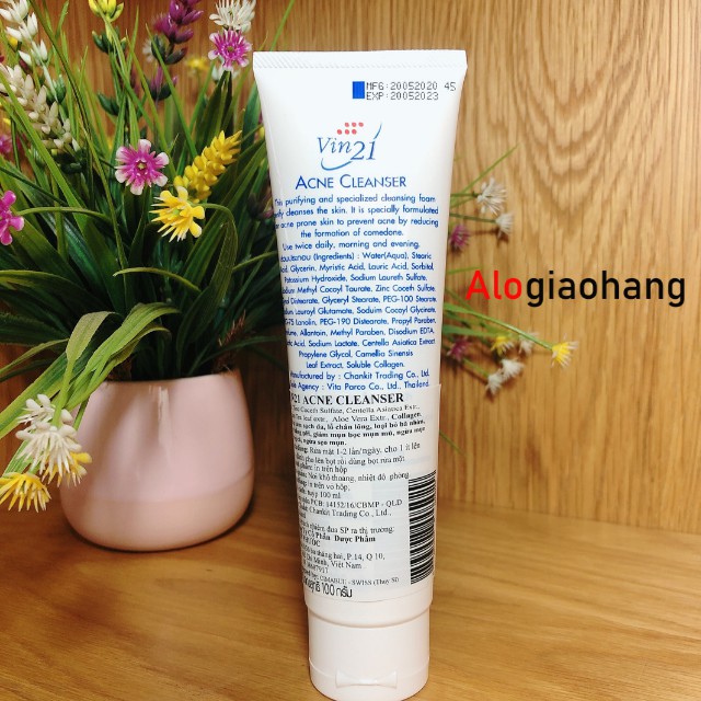 Vin21 Acne Cleanser Collagen Sữa Rửa Mặt Ngừa Mụn  - Alogiaohang
