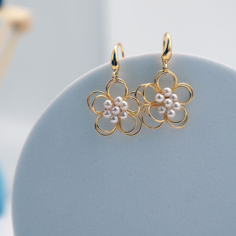 2pairs Bông tai dáng dài đính ngọc trai phong cách Nhật Hàn thời trang cho nữ