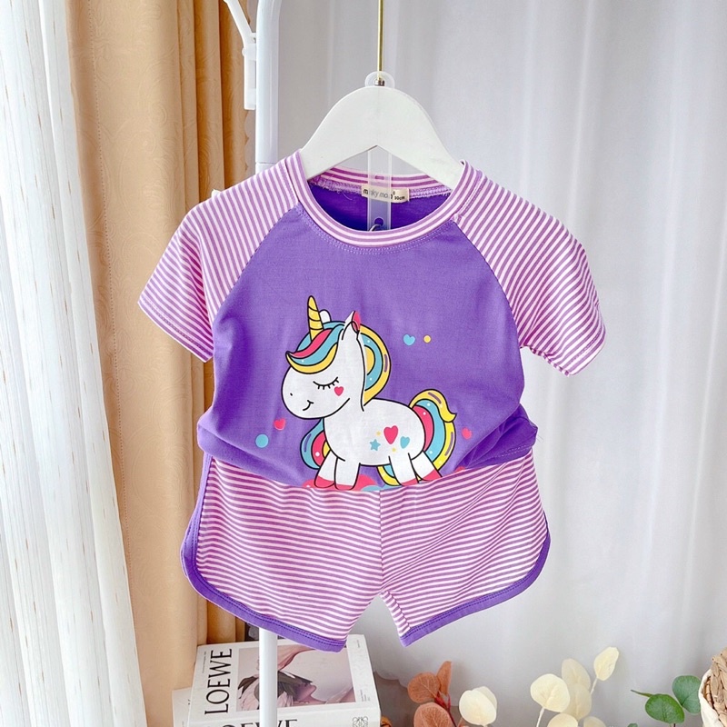 Bộ MINKY MOMcộc tay GU XÌ cho bé trai bé gái  Chất thun lạnh cao cấp siêu mềm siêu mát