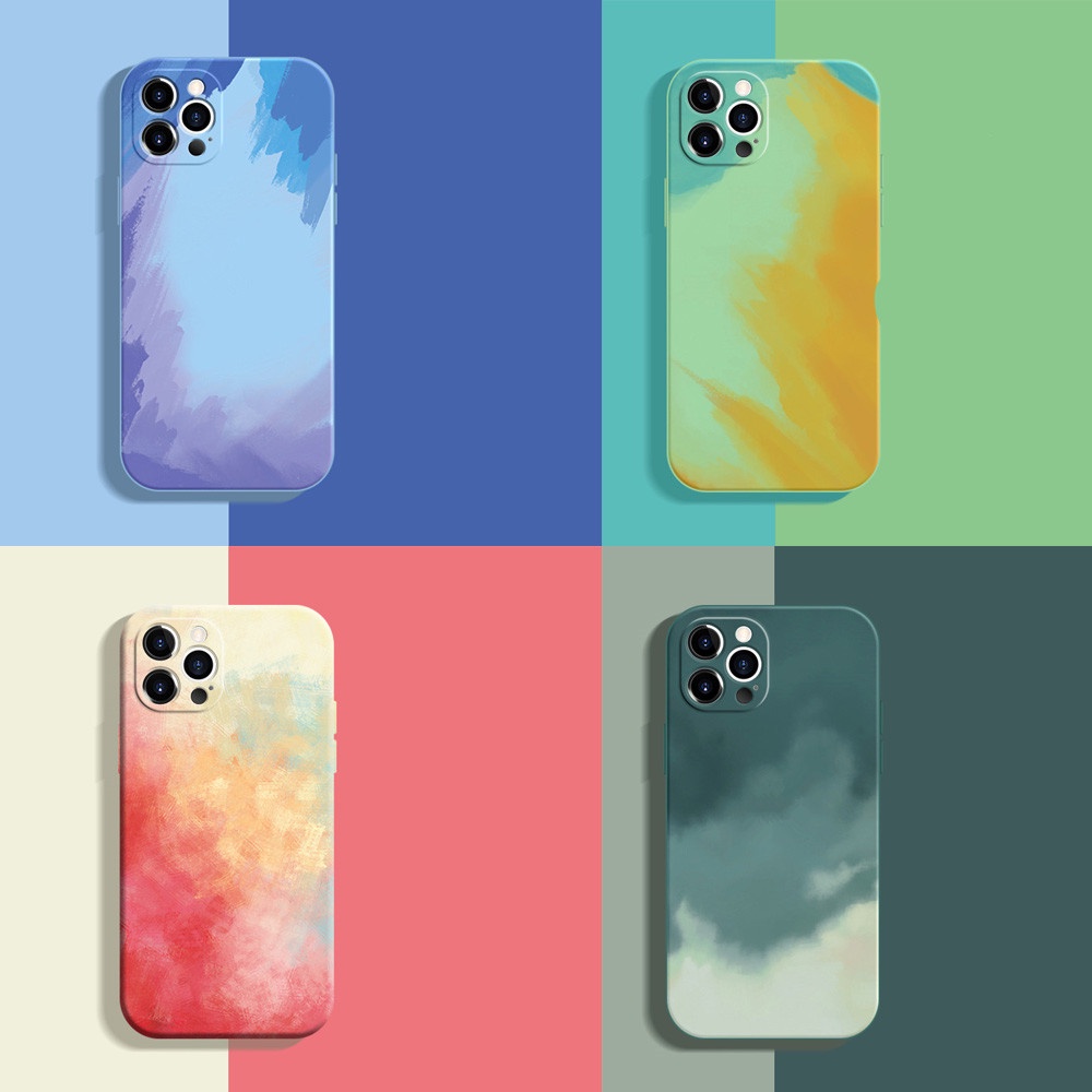 Ốp điện thoại silicon dẻo mềm chống sốc bảo vệ camera màu nước cho compatible for iPhone 6 6S 7 8 Plus 7p 8plus 5s SE X Xs Max Xr
