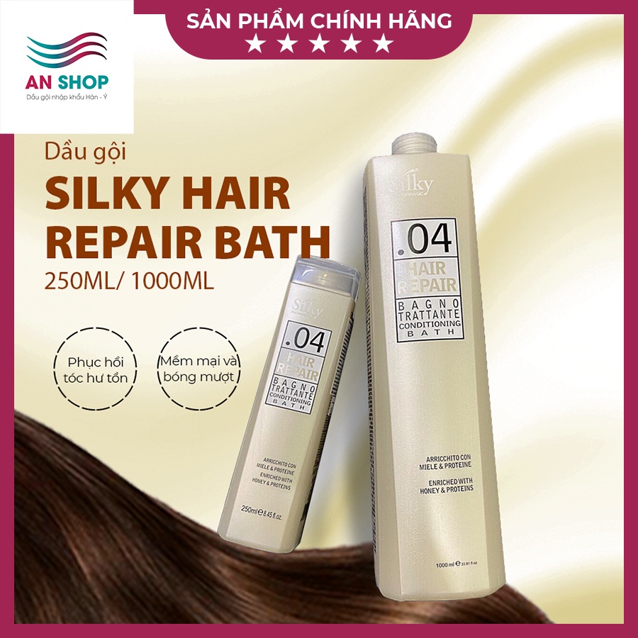 Dầu gội đầu phục hồi tóc hư tổn khô xơ dưỡng mượt argan chăm sóc tóc gàu ngứa gầu tóc nhuộm uốn tẩy Silky Hair Repair