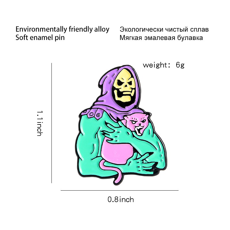 Ghim cài QIHE JEWELRY trang trí hình tử thần ôm mèo hoạt hình dễ thương cho bạn bè