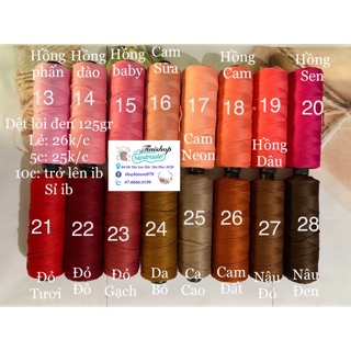 Sợi dệt lõi đen 125gr từ mã 20 đến mã 40