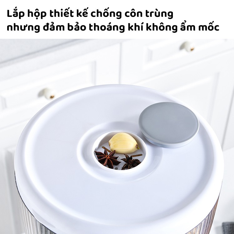 Thùng Đựng Gạo Ngũ Cốc 4 Ngăn Có Thể Xoay 360' Có Nút Bấm Dễ Dàng Lấy Gạo Tặng Kèm Một Cốc Đựng NEMI | BigBuy360 - bigbuy360.vn