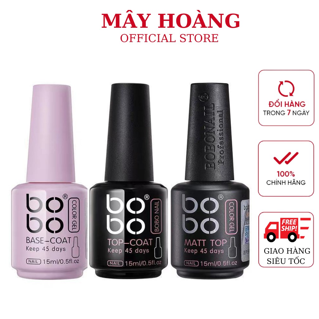 Base top Bobo chính hãng - gel liên kết, top phủ bóng, top lì Bobo