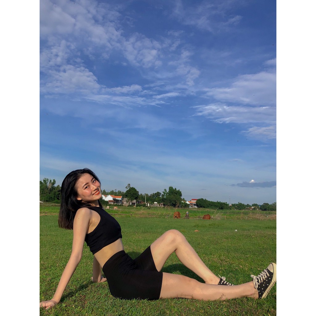 Quần legging đùi nữ thun cạp cao biker lửng ngố đồ dáng ôm bó lưng thun bigsize tập gym yoga | BigBuy360 - bigbuy360.vn