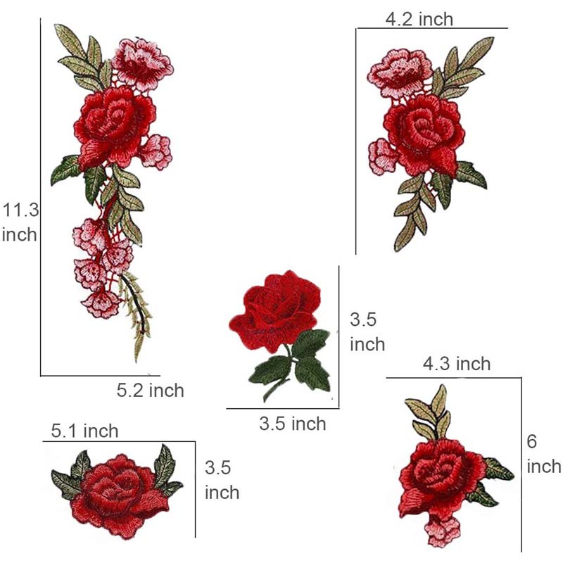 Sticker Ủi Thêu Hình Hoa Hồng Đỏ