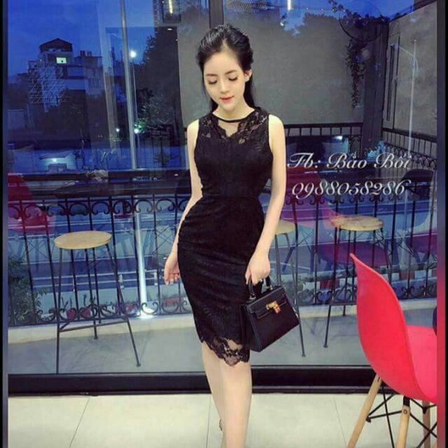 Đầm body ren pha lưới ngực