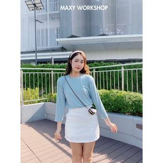 Áo thun nữ dài tay cổ tròn basic Lollipop Tee Blue Maxy Workshop
