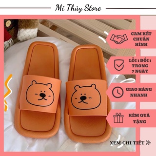 (Hàng sẵn) Dép thời trang nam nữ êm chân hình gấu béo cute mũi vuông dễ thương kèm ảnh thật <Mã DL031>