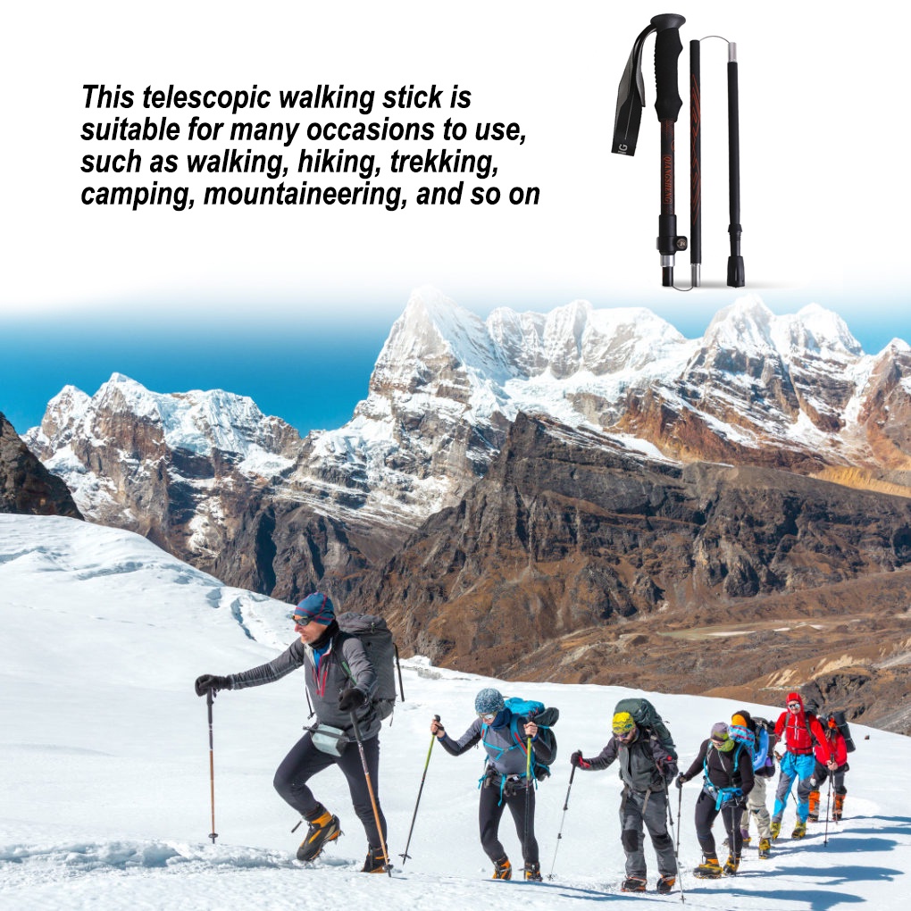 [ff86]Hiking Sticks Outdoor Backpacking Telescopic Walking Poles Climbing Non-slip EVA Grip Mountaineering Crutch