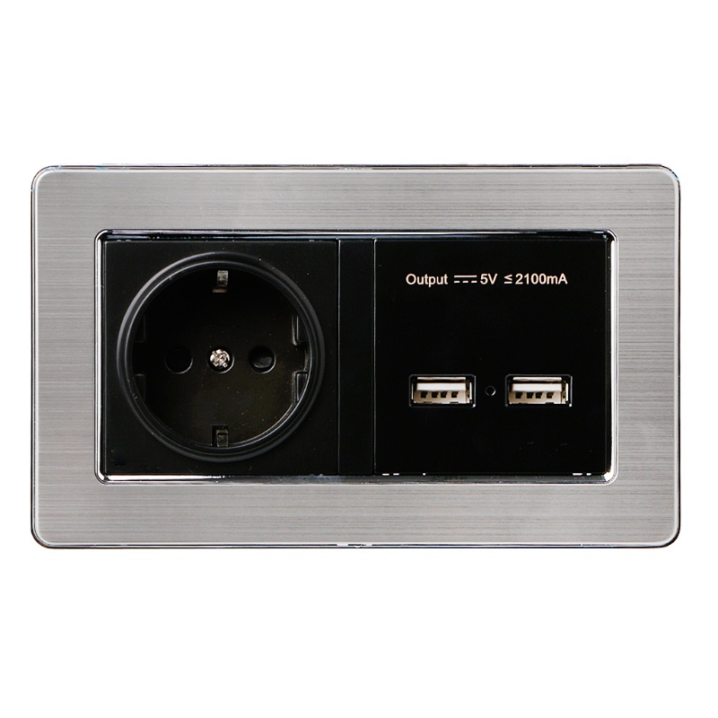 Ổ Cắm Điện EU Hai Cổng USB 5V 2.1A