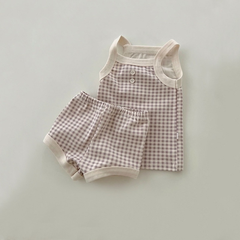 Set Áo Sơ Mi Caro + 1 Quần Short Thời Trang Cho Bé Gái Dễ Thương