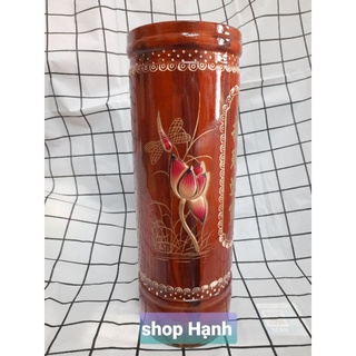 Ống đựng nhang gỗ chạm hoa sen có 4 size