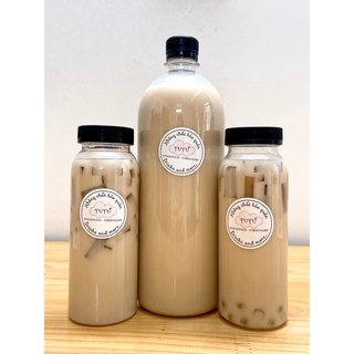 Trà đào sữa khổng lồ kèm topping