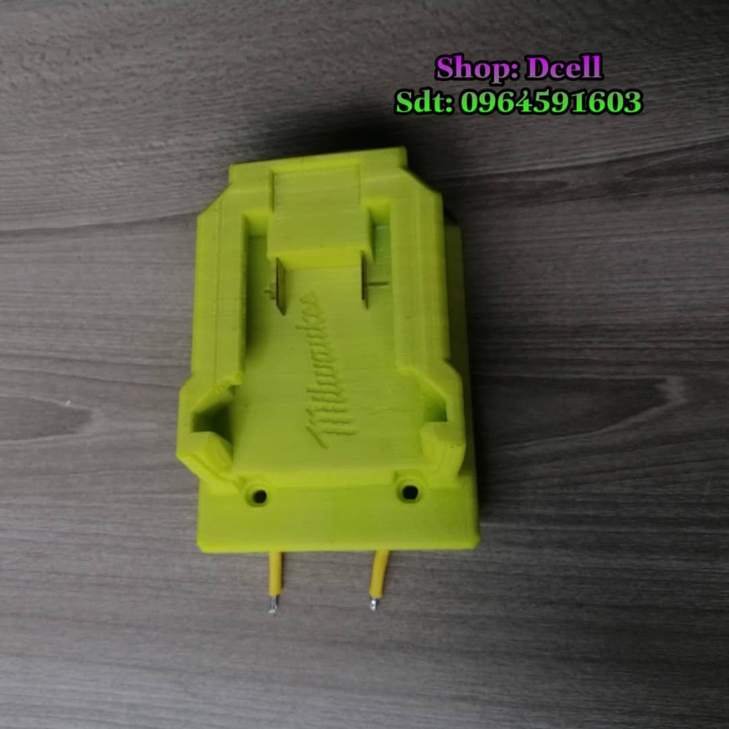 Đế Chuyển Pin Milwaukee 18v Có Tiếp Điểm Và Công Tắc Bấm Báo Vôn IN 3D Siêu Bền