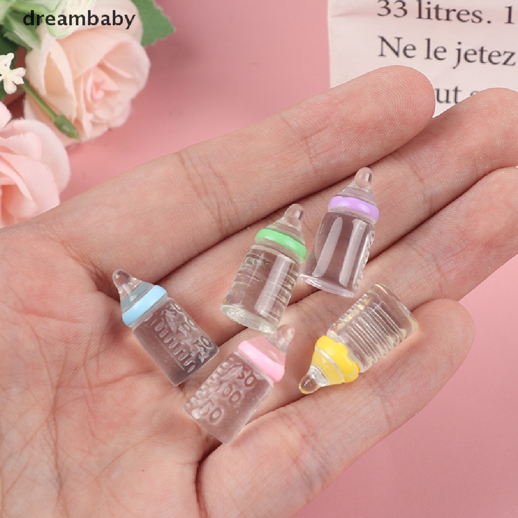 Set 5 Bình Sữa resin Mini Tỉ Lệ 1: 12 Dùng Trang Trí Nhà Búp Bê