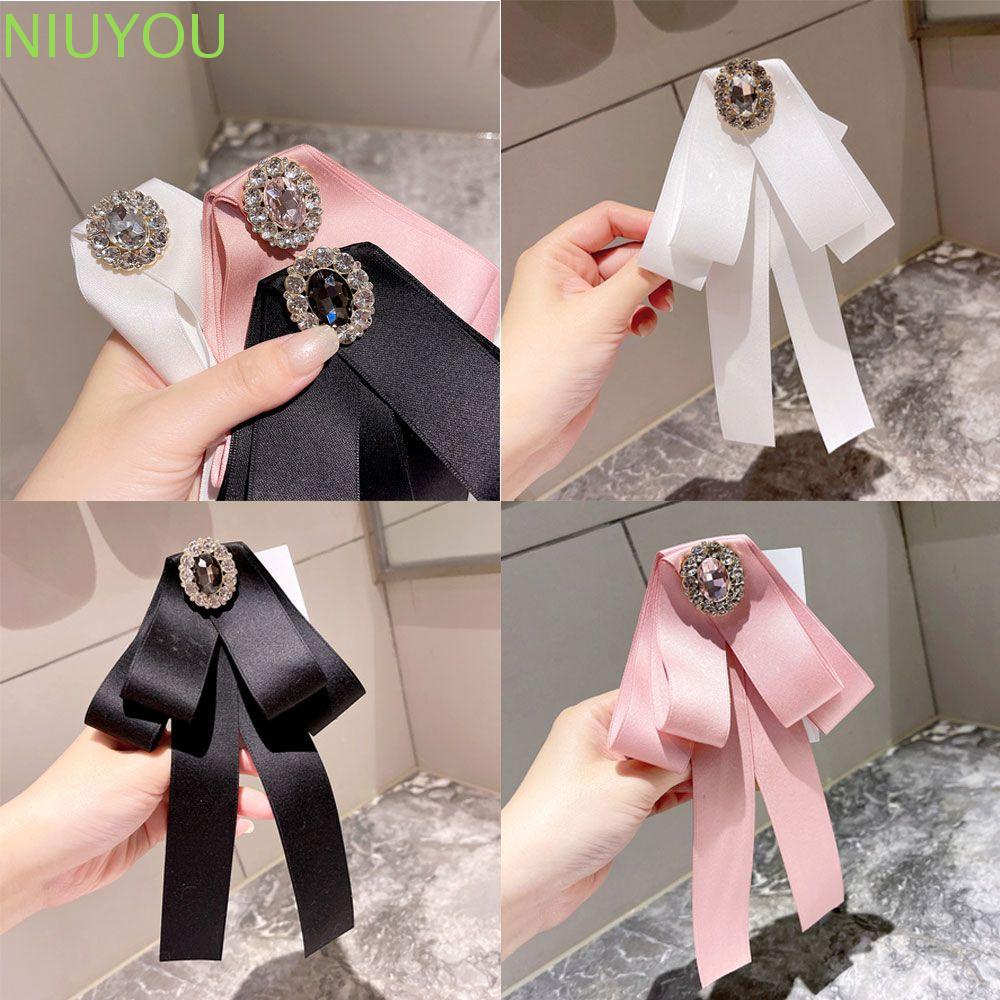 Ghim cài áo hình nơ đính đá nhiều màu sắc thời trang cho nữ