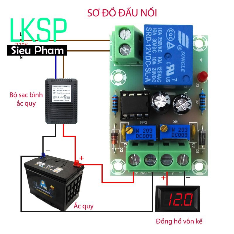 Mạch Sạc Tự Ngắt Ắc Bảo Vệ Ắc Quy XH-M601