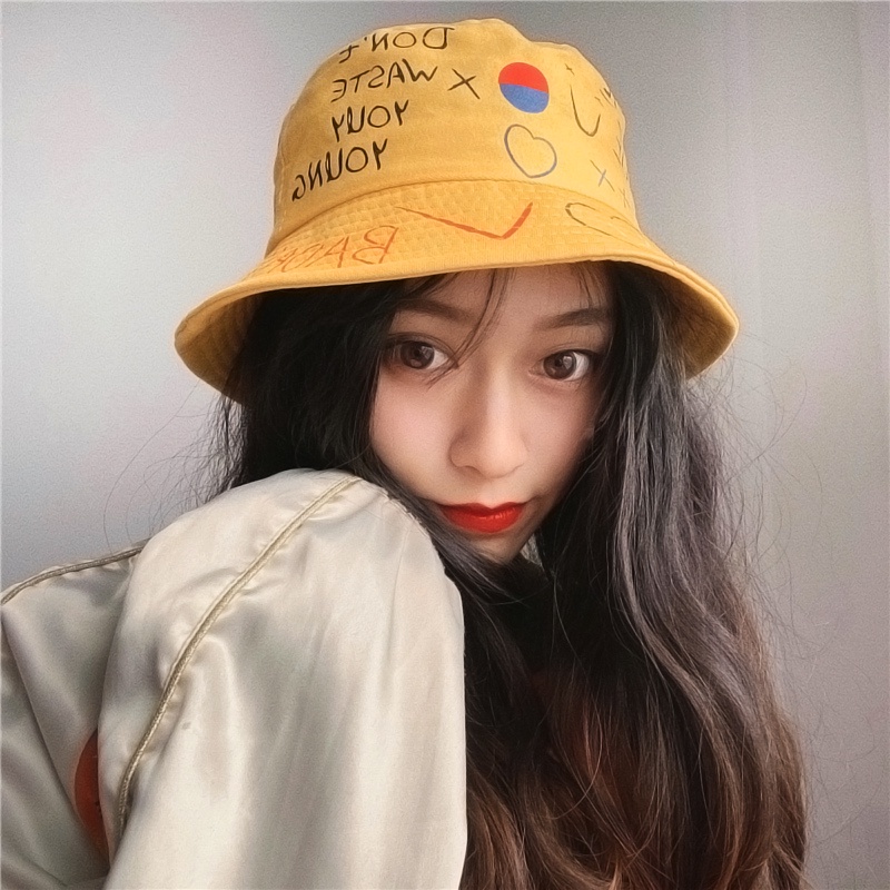 Nón Bucket Unisex Me &amp; U Hàn Quốc Hot Trend Phong Cách Hip Hop Đường Phố Graffiti