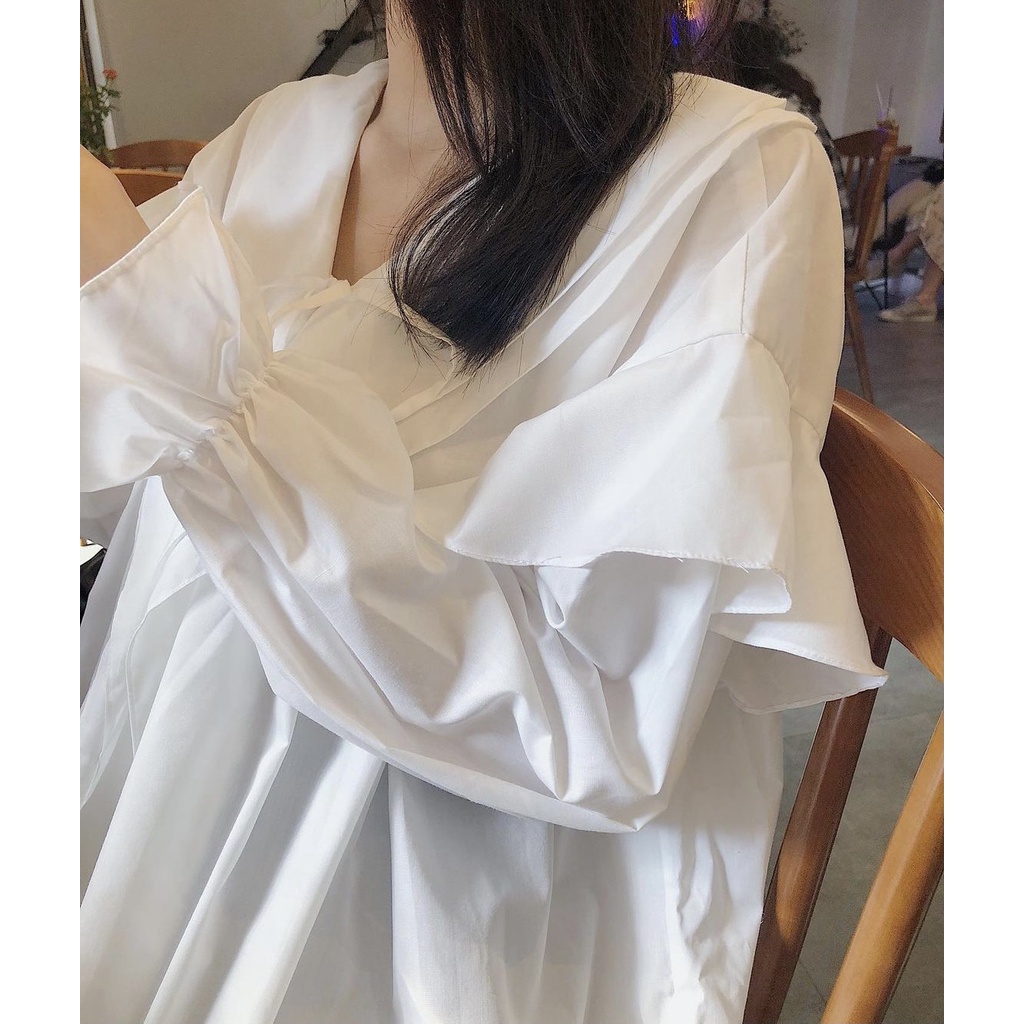 [ Quà tặng là chun buộc tóc ]  Áo babydoll màu trắng dáng dài - Hàng chất lượng loại 1 | BigBuy360 - bigbuy360.vn