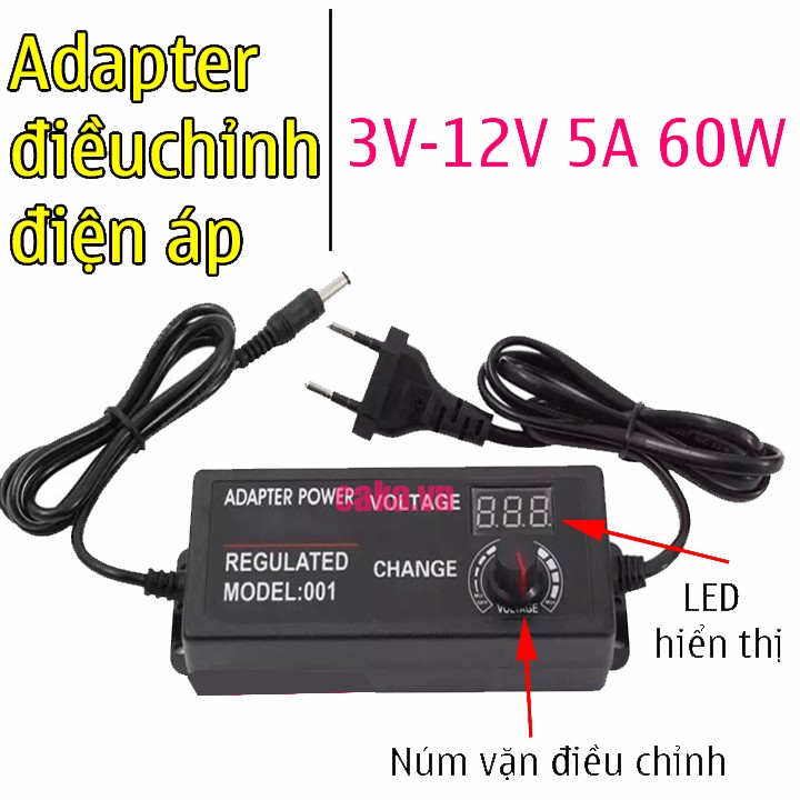 Adapter điều chỉnh điện áp 3-12V 5A