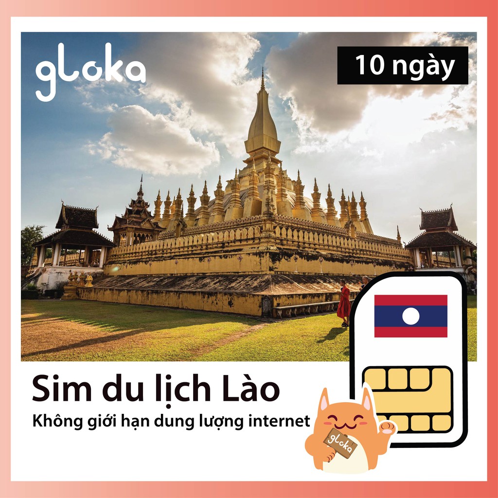 Sim du lịch Lào - Campuchia không giới hạn dung lượng 10 ngày